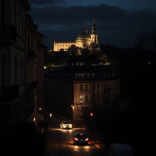 Capture d'écran de la série Les Ombres de Montmartre montrant une vue nocturne de Montmartre.