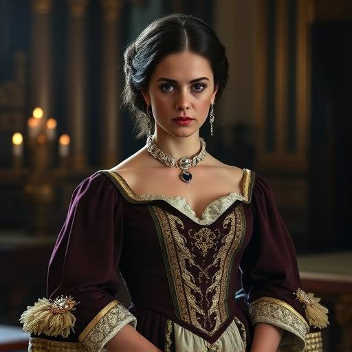 Photo de Isabelle Girard, actrice jouant le rôle de la Comtesse de Valois dans 'Échos du Passé'.